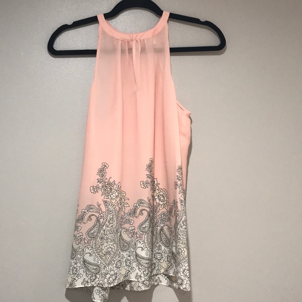 Light Pink Paisley Chiffon Blouse. Size Small.